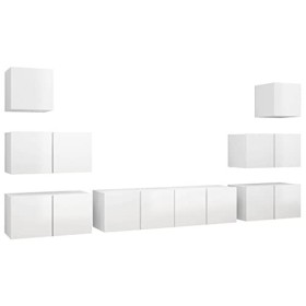 RAUGAJ Home Hardware Businese Meuble TV 8 pièces en bois Blanc brillant