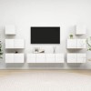 RAUGAJ Home Hardware Businese Meuble TV 8 pièces en bois Blanc brillant