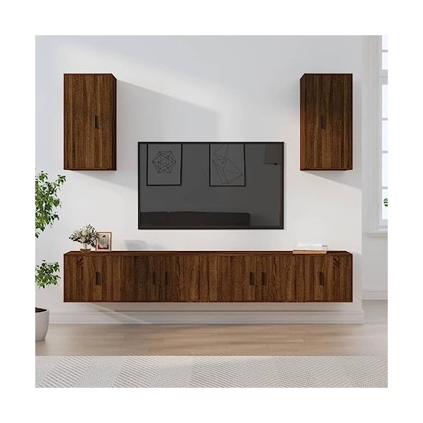 TEKEET Home Hardware Businese Meuble TV 6 pièces Chêne Marron