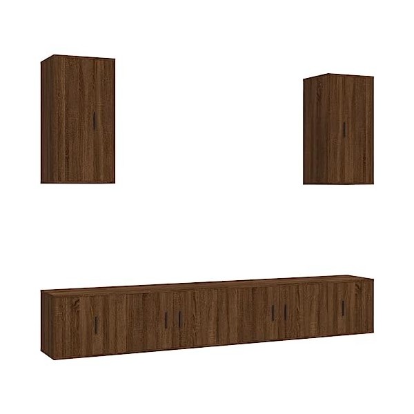 TEKEET Home Hardware Businese Meuble TV 6 pièces Chêne Marron