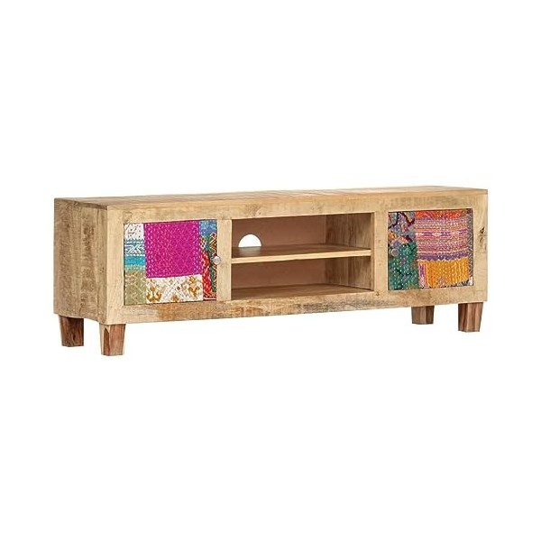 WOODEY Home Hardware Businese Meuble TV en bois de manguier massif 120 x 30 x 40 cm