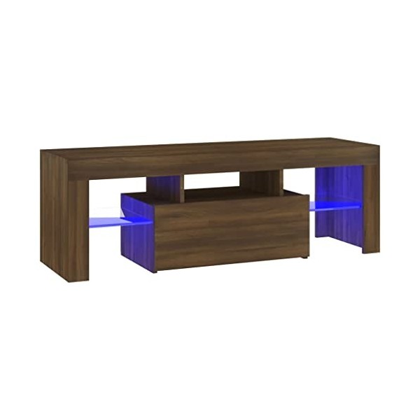 vidaXL Meuble TV avec lumières LED chêne Marron 120x35x40 cm