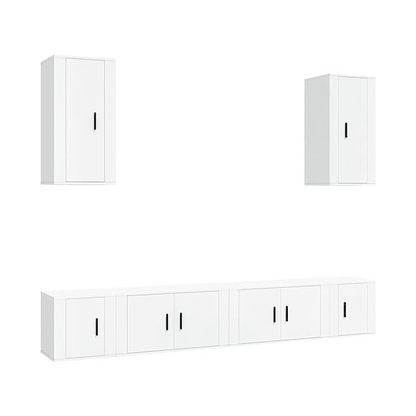 SEVSO Meuble TV 6 pièces en bois blanc