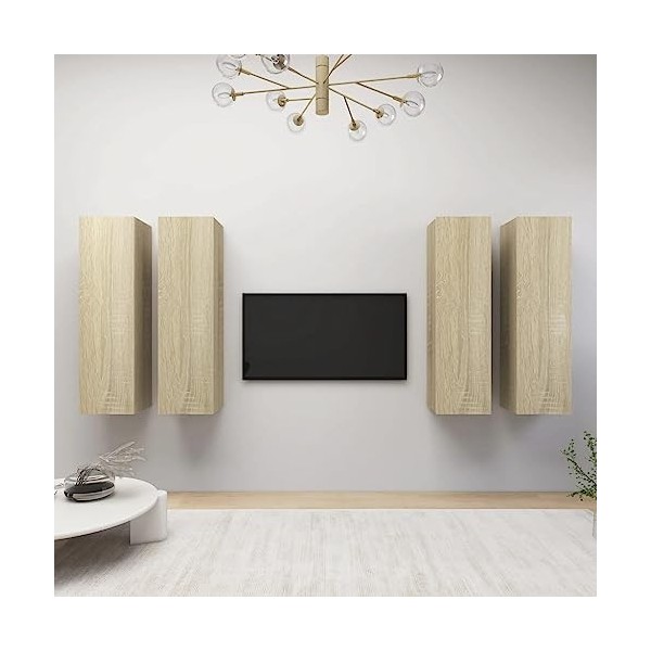 DCRAF Centres de divertissement et meubles TV, meubles TV 4 pièces en chêne sonoma 30,5 x 30 x 110 cm