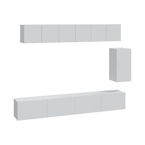 WOODEY Meuble TV 6 pièces en bois blanc