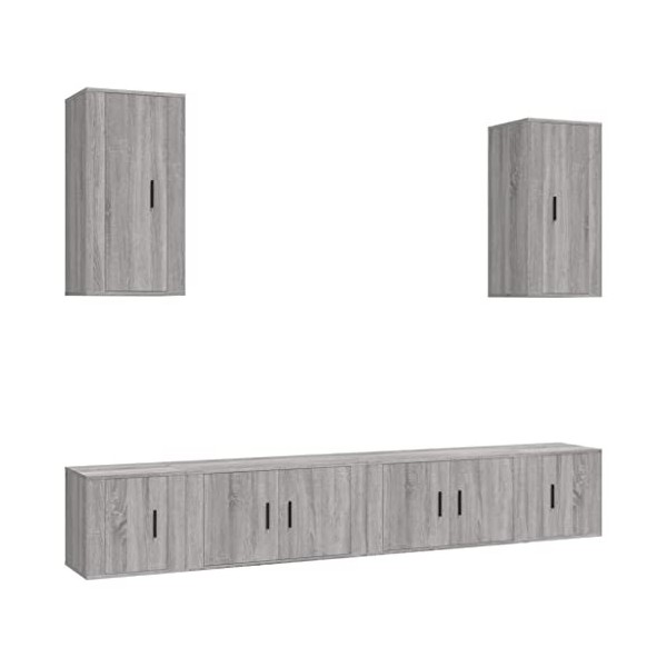 WOODEY Meuble TV 6 pièces Gris Sonoma Meuble en bois dingénierie