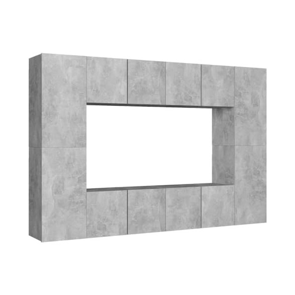 RAUGAJ Meuble TV 8 pièces Gris béton