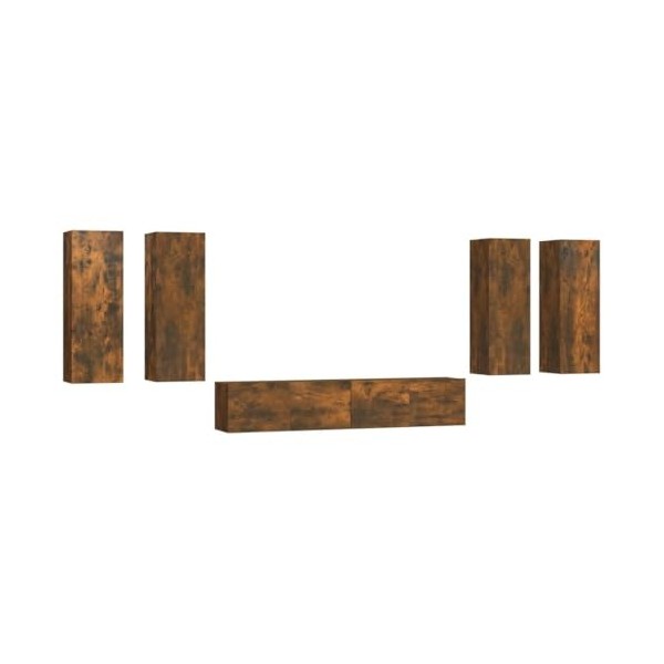 WOODEY Meuble TV 6 pièces en chêne fumé