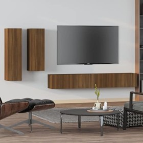 CUTSKY Meuble TV 4 pièces en chêne marron