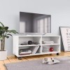 Tidyard Meuble TV avec 4 Compartiments Ouverts en Aggloméré avec roulettes Style Moderne Blanc 90 x 35 x 35 cm