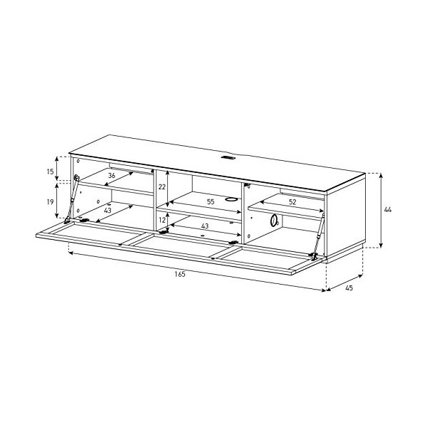 Sonorous STA160TBLKBLKBW Meuble pour Ecran TV Plat Noir
