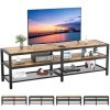 Unikito Meuble TV pour TV jusquà 75", console TV bicolore, table TV industrielle avec cadre en métal, meuble TV à 3 niveaux 