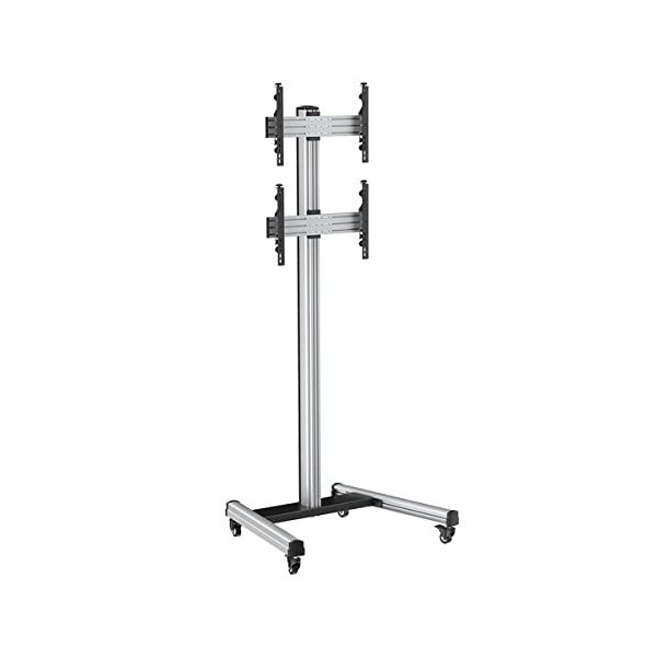 KIMEX - Support TV - pour 2 écrans 40-65 - sur roulettes - Hauteur 240cm - 031-1201K2