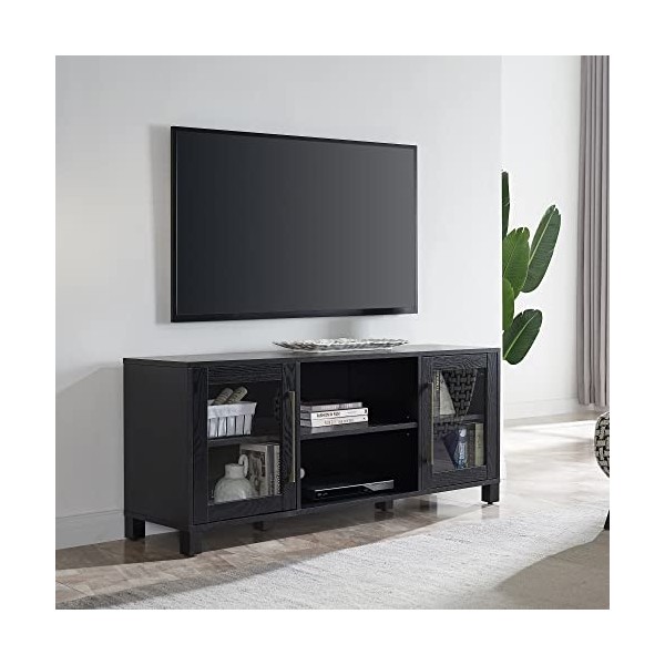 Quincy Meuble TV rectangulaire pour TV jusquà 65" Grain noir