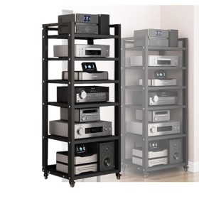 Support Multimédia AV Support Dangle Support De Rangement For Composants Stéréo De Divertissement Avec Support En Bois Régla