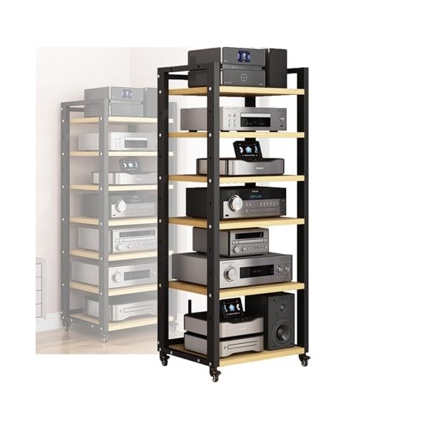 Support Multimédia AV Support Dangle Support De Rangement For Composants Stéréo De Divertissement Avec Support En Bois Régla