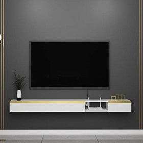 Meuble TV, Meuble Bas TV, étagères flottantes, Console TV Flottante, Meuble TV Mural/Support Suspendu/décodeur, Console multi