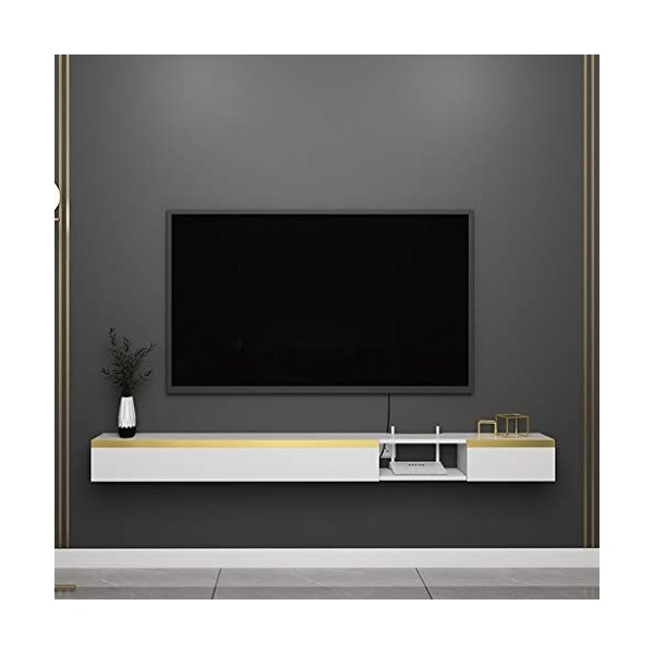 Meuble TV, Meuble Bas TV, étagères flottantes, Console TV Flottante, Meuble TV Mural/Support Suspendu/décodeur, Console multi