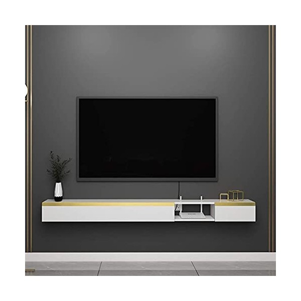Meuble TV, Meuble Bas TV, étagères flottantes, Console TV Flottante, Meuble TV Mural/Support Suspendu/décodeur, Console multi