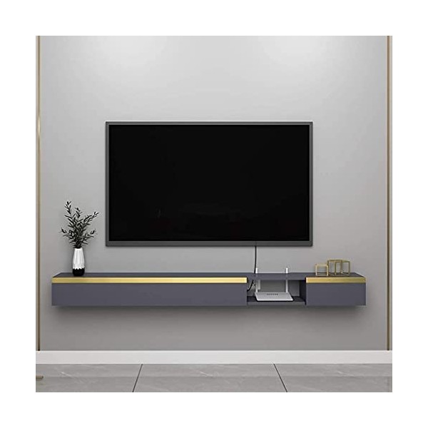 Meuble TV, Meuble Bas TV, étagères flottantes, Console TV Flottante, Meuble TV Mural/Support Suspendu/décodeur, Console multi