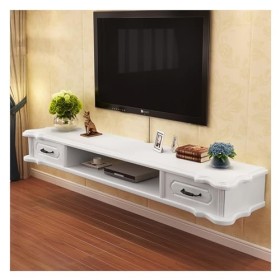 Meuble TV Flottant de 55 Pouces, Console multimédia TV pour Centre de Divertissement Mural, Grand Banc TV de Rangement pour L