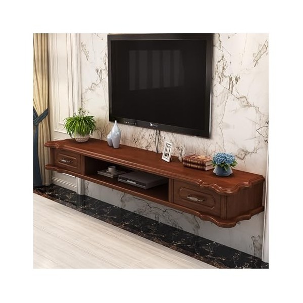 Meuble TV Flottant de 55 Pouces, Console multimédia TV pour Centre de Divertissement Mural, Grand Banc TV de Rangement pour L