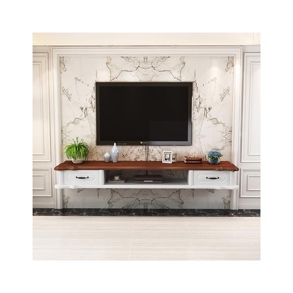 Meuble TV Flottant de 55 Pouces, Console multimédia TV pour Centre de Divertissement Mural, Grand Banc TV de Rangement pour L