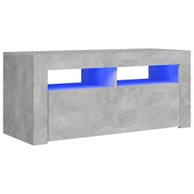TANZEM Meuble TV avec lumières LED Gris béton 90x35x40 cm,Table Basse Salon Meuble TV,Meuble TV,Table Basse LED Couleurs