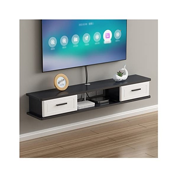 Meuble TV Mural, Meuble TV Flottant, étagères flottantes avec Porte, Grand Banc TV de Rangement, pour Le Salon et Le Bureau 