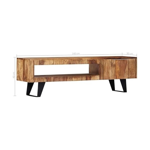 Meuble TV Meuble TV Meuble TV avec Rangement Meuble TV en Bois 55,1" x11,8 x15,7 Bois de Sesham Massif pour Salon, Couloir, E