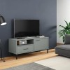 Meuble TV en Bois avec 2 Compartiments et 1 tiroir, Meuble TV Moderne, Console multimédia, Centre de Divertissement avec Pied