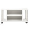 BAKAJI Meuble Blanc 4 Roues Porte télévision Bois MDF Chariot TV, dingénierie Métal, Medium