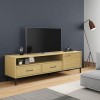 Meuble TV en Bois avec 2 Compartiments et 2 tiroirs, Meuble TV Moderne, Console multimédia, Centre de Divertissement avec Pie