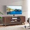 GIANTEX Meuble TV avec 2 étagères ouvertes et 2 placards avec portes, commode TV en bois, console multimédia TV noyer 