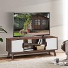 GIANTEX Meuble TV avec 2 étagères ouvertes et 2 placards avec portes, commode TV en bois, console multimédia TV noyer 
