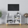 Meuble TV avec Compartiments et Pieds en Bois, Meuble TV Moderne, Meuble TV, Table TV pour Salon, Salle de Divertissement, Co