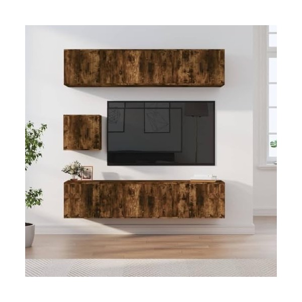 Meuble TV 7 pièces en chêne fumé