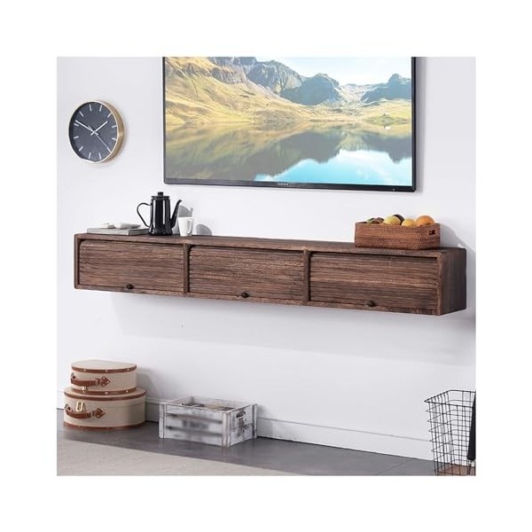 Meuble TV Flottant, Console multimédia Murale, Meuble TV Flottant Moderne, étagère de Divertissement TV avec Porte et Rangeme