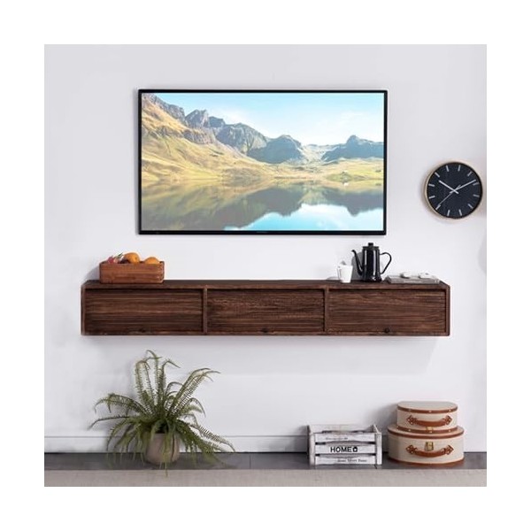 Meuble TV Flottant, Console multimédia Murale, Meuble TV Flottant Moderne, étagère de Divertissement TV avec Porte et Rangeme