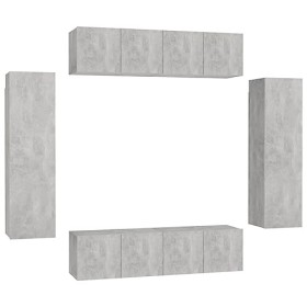 DCRAF Home Hardware Businese Meuble TV 6 pièces en bois Gris béton