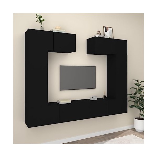 Home Hardware Businese Meuble TV 6 pièces en bois Noir