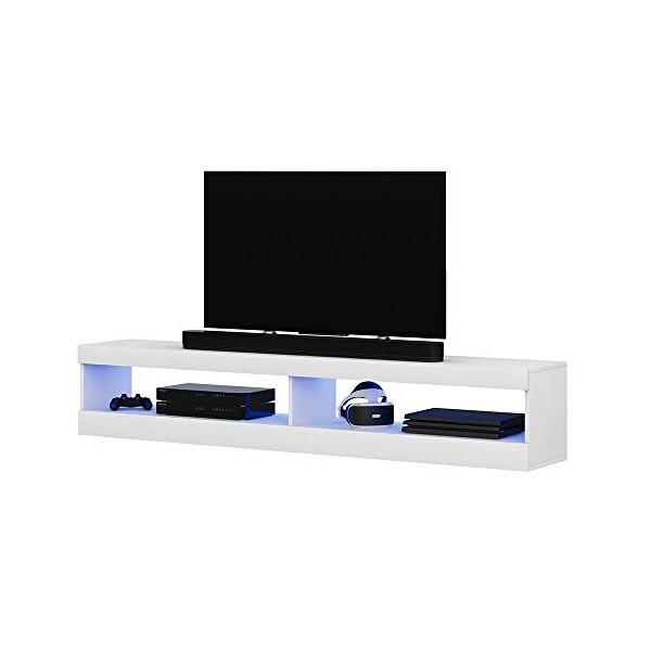 Selsey Meuble TV, Plastique, Chêne Mat/Blanc Brillant, 100 x 40 x 40