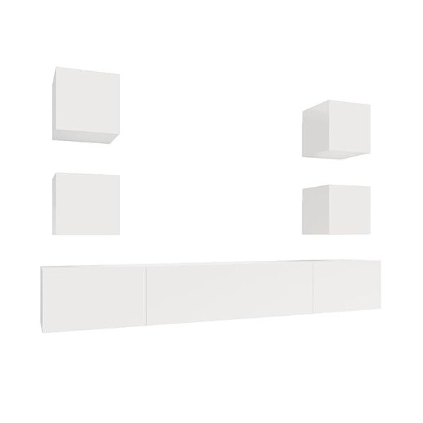 RAUGAJ Home Hardware Businese Meuble TV 6 pièces en bois Blanc brillant