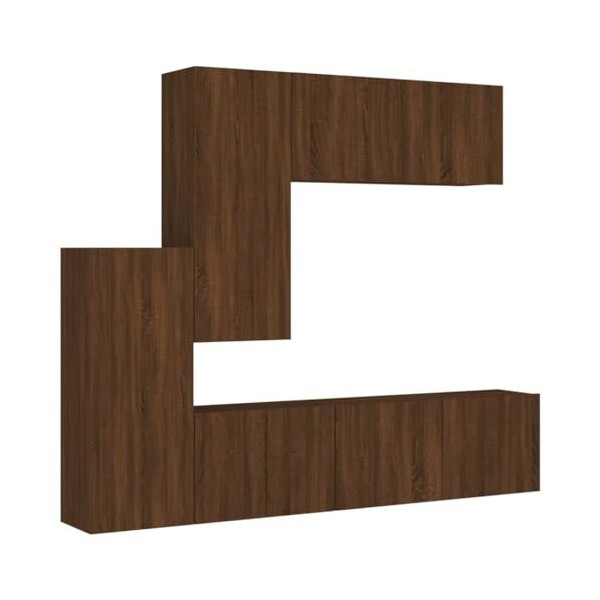 AJJHUUKI Centres de divertissement et meubles TV 5 pièces Meuble mural en chêne marron