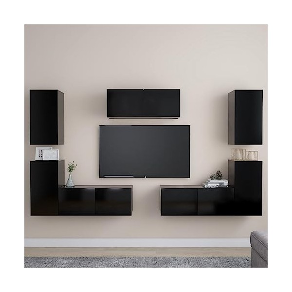 Home Hardware Businese Meuble TV 7 pièces en bois Noir