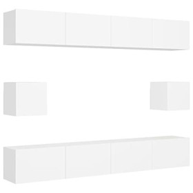 RAUGAJ Home Hardware Businese Meuble TV 6 pièces en bois dingénierie Blanc