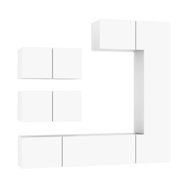 SEVSO Meuble TV 6 pièces en bois blanc