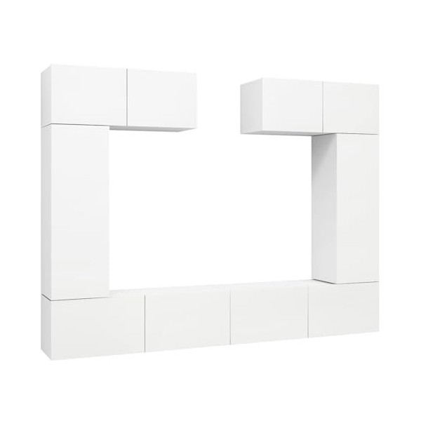 DCRAF Centres de divertissement et meubles TV, ensemble de 6 meubles TV en bois blanc