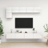 SEVSO Meuble TV 5 pièces en bois blanc brillant
