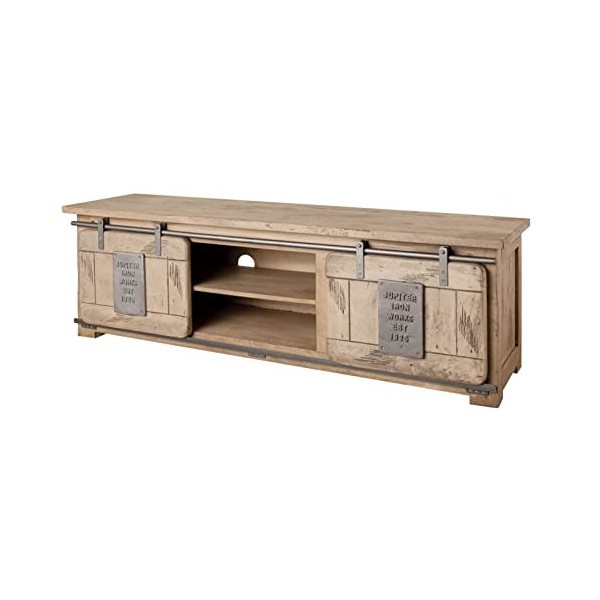 Meuble TV - Bois Massif de manguier laqué Taupe - Railway 201